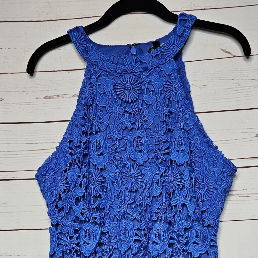 Lulus Love Poem Blue Lace Sheath Dress - Picture 3 of 7